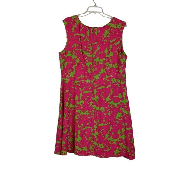 Ashley Stewart, hot pink and lime green linen Hawaiian print dress, Size 20 - Picture 2 of 6